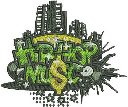Hip Hop music machine embroidery design