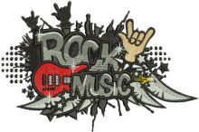 Rock music embroidery design