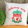 Embroidered cushion with soccer club logo
