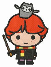 Ron Weasley with Pigwidgeon embroidery design