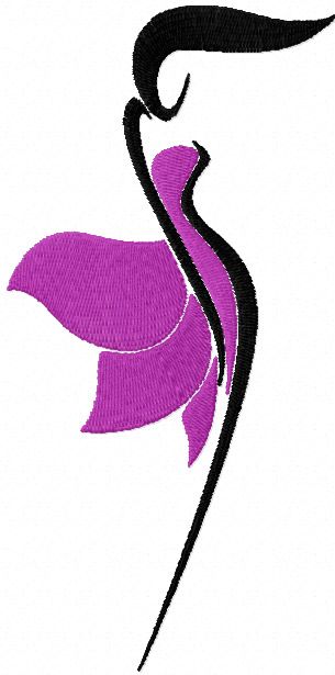 Women silhouette free machine embroidery design
