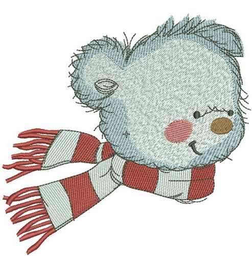 Bear in a warm striped scarf 6 machine embroidery design