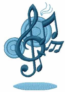 Treble clef free machine embroidery design 9