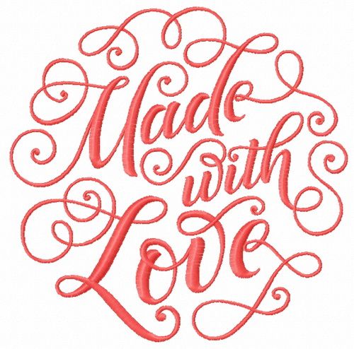 Made with love machine embroidery design