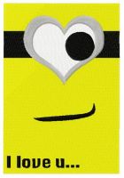 Minion in love embroidery design
