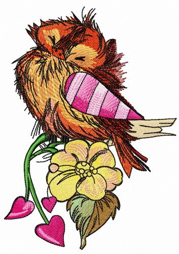 Ruffled sparrow machine embroidery design