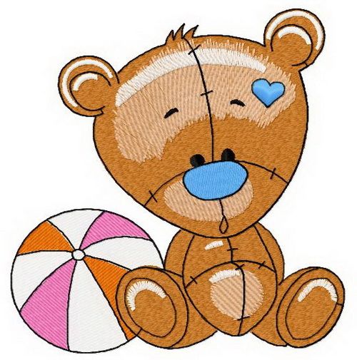 Plush bear machine embroidery design