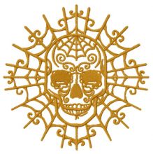Skull with decorative web embroidery design