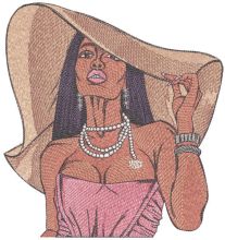 Woman in awide-brimmed hat embroidery design