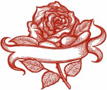 Sketch rose with bаnner embroidery design