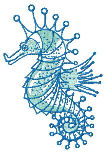 Attractive sea horse machine embroidery design