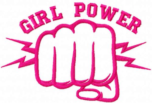Pink Girl power embroidery design