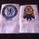 Minion and Chelsea logo embroidered on white towels