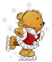 Teddy bear skating 2 embroidery design