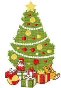 Christmas tree and toys embroidery design