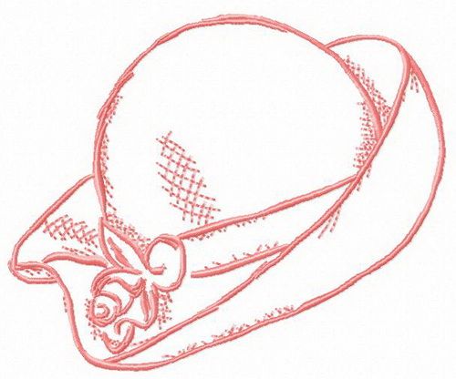 Female hat machine embroidery design