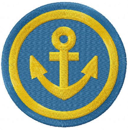 Gold anchor badge free embroidery design