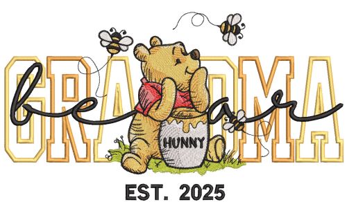 Winnie pooh grandma bear embroidery design
