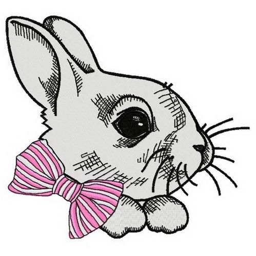 White bunny 4 machine embroidery design