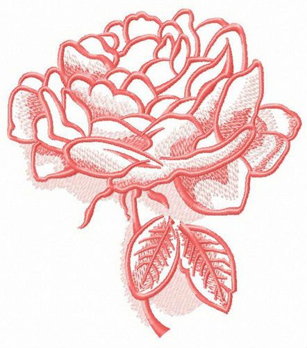 Pink peony sketch machine embroidery design