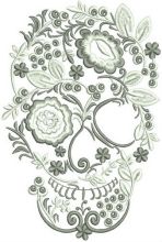 Skull from flowers and berries embroidery design