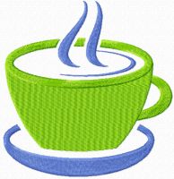 Mug of green tea free machine embroidery design