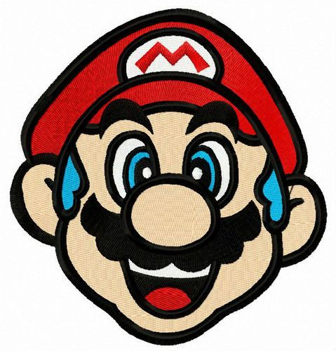 Blue-haired Mario machine embroidery design