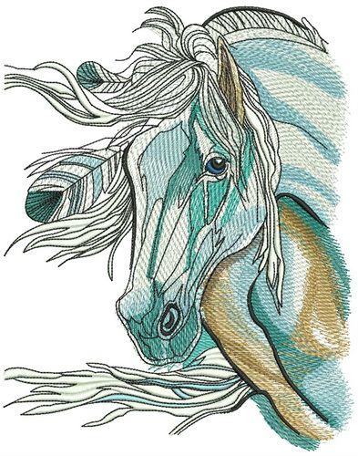 Dreamy sad horse machine embroidery design