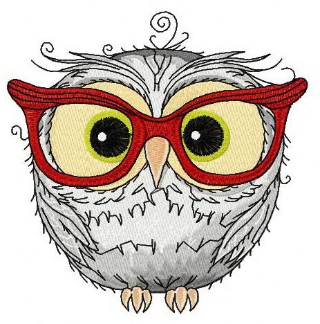 Owl in glasses machine embroidery design
