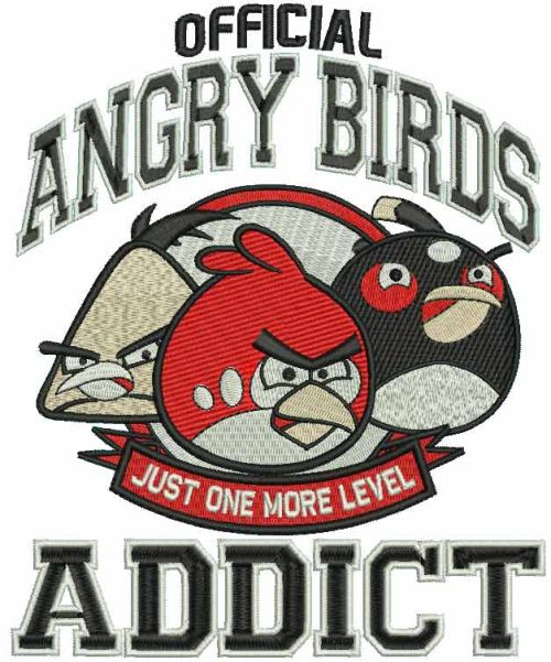 Angry Birds addict machine embroidery design