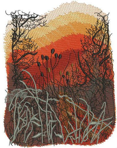 Sunset machine embroidery design