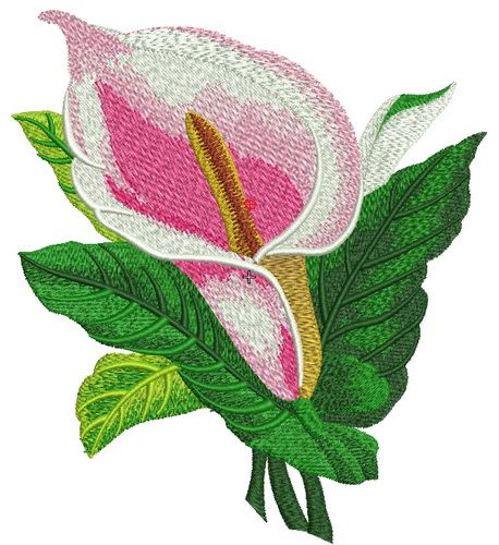 Pink calla lily machine embroidery design