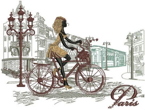 Paris travel machine embroidery design