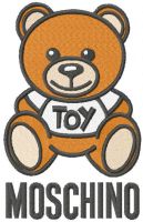 Moschino logo with Oso toy embroidery design