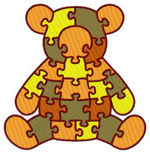 Bear puzzle machine embroidery design