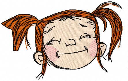 Happy girl face embroidery design