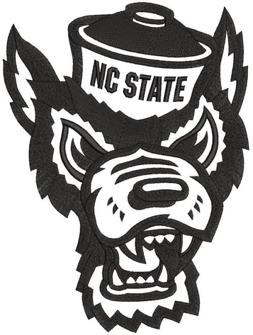 NC state wolfpack mascout logo embroidery design