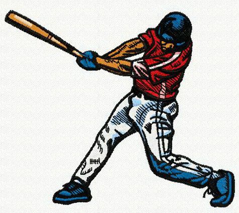 Baseball player machine embroidery design