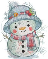 Snowman bright Christmas embroidery design