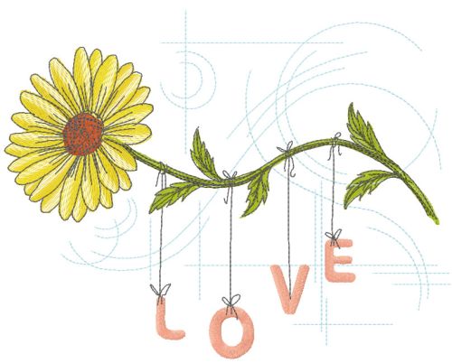 Chamomile love free embroidery design