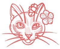 Stylish kitty one color embroidery design