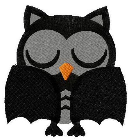 Owl in bat costume machine embroidery design