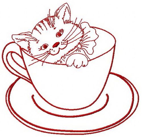 Cat in cup 2 machine embroidery design