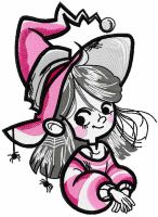 Cute halloween witch embroidery design