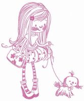 Walking with lapdog embroidery design