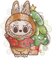 Labubu Christmas Bustle embroidery design