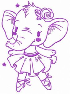 Elephant ballet embroidery design