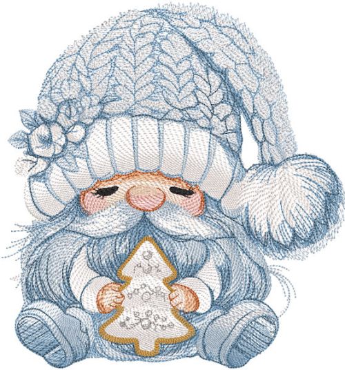 Snow gnome with Christmas tree toy embroidery design