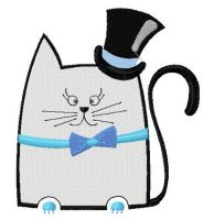 Gallant cat embroidery design