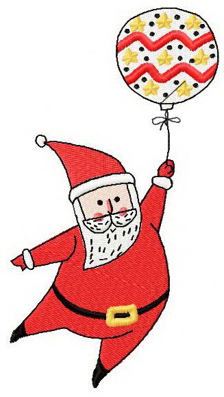 Santa with balloon 3 machine embroidery design